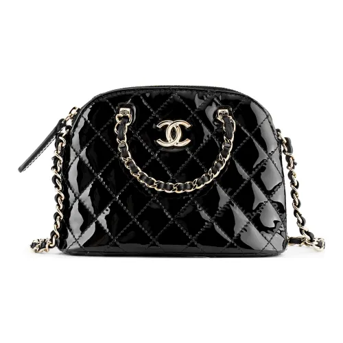 CHANEL Лакированная кожа Телячья кожа Одно плечо Через плечо Сумка Клатч Женская Черная