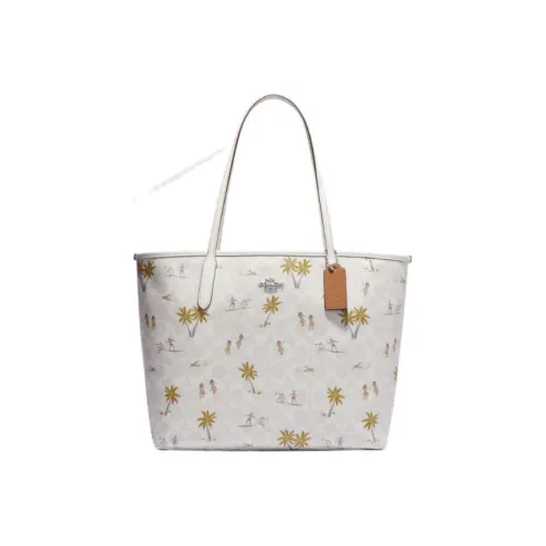 COACH Городская кожаная сумка-тоут сумка для покупок сумка-тоут сумка через плечо женская белая