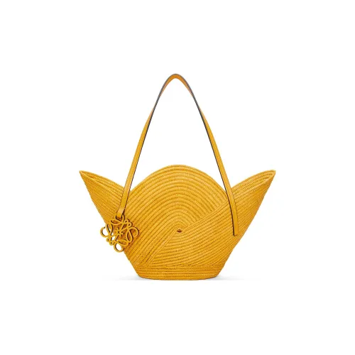 LOEWE Basket Рафия Волокно Кожаная Корова Сумка Женская Охра