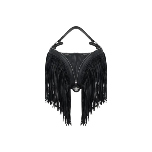 VERSACE Гладкая кожа Хобо Сумка Сумка через плечо Женская Черная