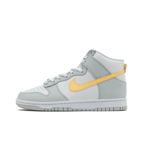nike Dunk High 'GREY Желтый' Устойчивый к истиранию Дышащие Высокие Кроссовки для скейтбординга Мужские Серый Белый Желтый