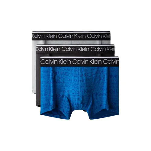 Calvin Klein 3 упаковки Космос Черный/Звездный Серый/Ипомея Синий Мужские боксеры