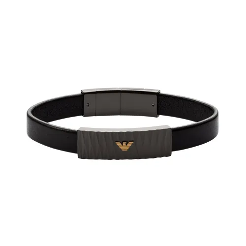 EMPORIO ARMANI Нержавеющая сталь Кожа Наручные повязки Черный мужской