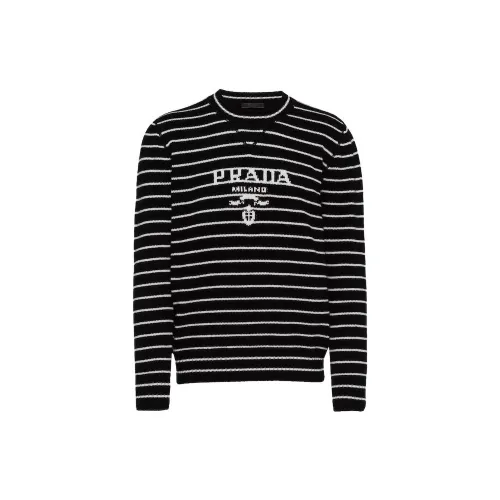 PRADA Черный/Белый Мужские Свитера