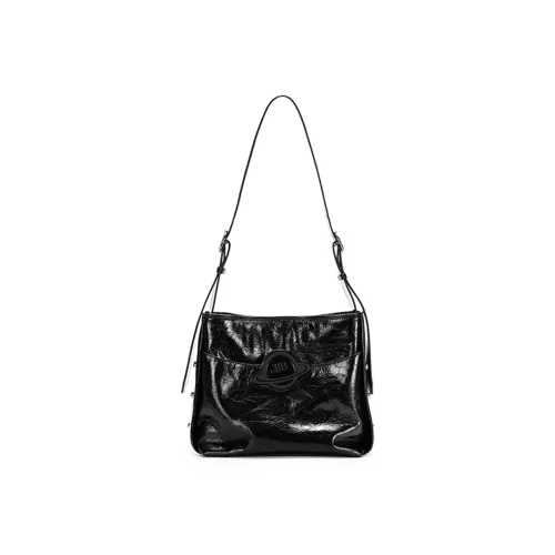 JELLYTOYBOY с коровьей кожей и ПУ (полиуретан) Метеорит Сумка через плечо Средняя Унисекс Черный Белый