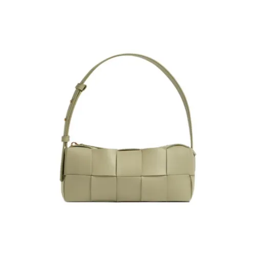 Bottega Veneta Brick Casstte Кожа Waffle Сумка Сумка на плечо Сумка Сумка через плечо Женская CAVE Каменно-зеленый