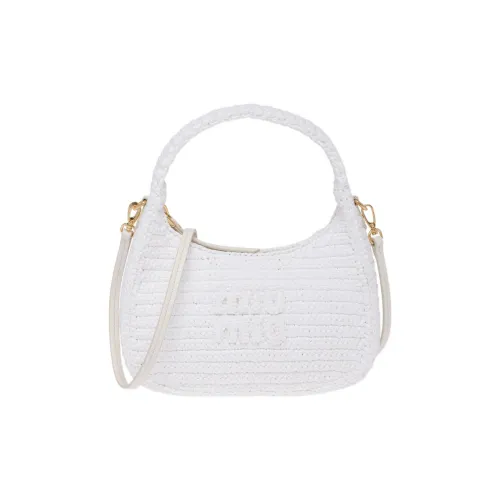 MIU MIU Вязальная игла Ткани вязаные Сумка-хобо Сумка на плечо Сумка Женская Белая