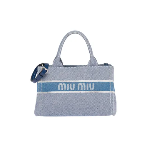 MIU MIU JACQUARD DENIM Сумка через плечо Сумка Обычная Женская Темно-фиолетовая Синяя