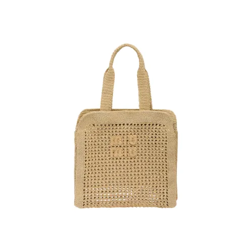 MIU MIU Ткань Тоут Сумка Сумка для покупок Сумка Женская Бежевая