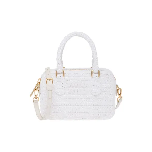 MIU MIU Вязальная игла Ткани вязаные Сумка для боулинга Сумка через плечо Сумка Женская Белая