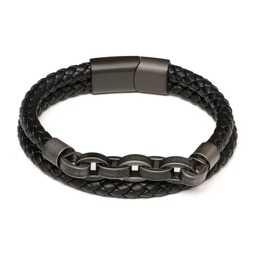 OWNREWARDS Кожа, 316L Сталь, Нарукавные повязки, Черный, Унисекс