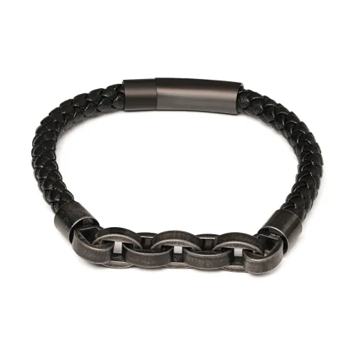 OWNREWARDS Кожа, 316L Сталь, Нарукавные повязки, Черный, Унисекс