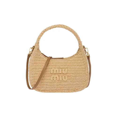 MIU MIU Wander series Вязальная игла Тканый материал Сумка-хобо Сумка на плечо Сумка Обычная Женская Бежевая