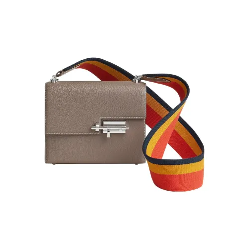 HERMES Verrou Mysore Шевро с Цвет холста Сумка через плечо Мини Женские Слоновой серый