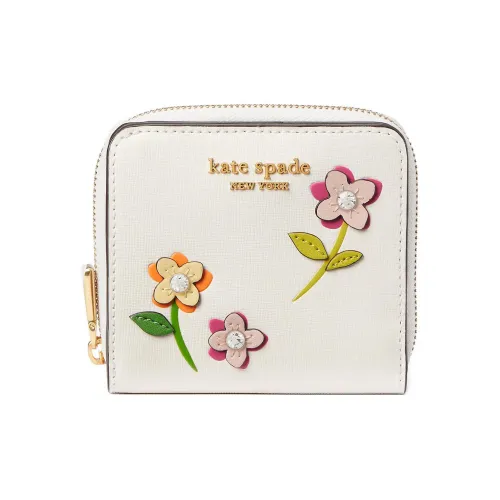 Kate Spade Bloom Коровья кожа Держатель для карт кошелек Женские Кремово-белый