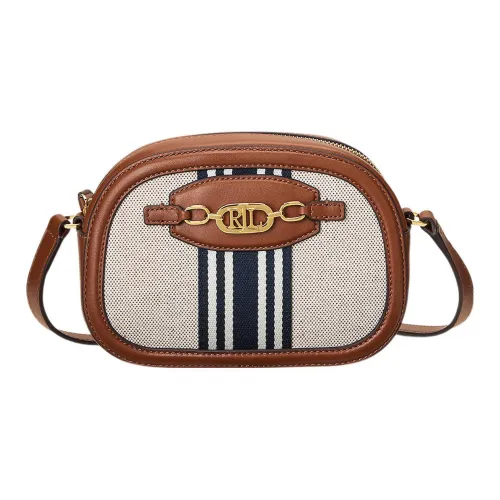 Polo Ralph Lauren Хлопок с кожаными вставками цветовая схема сумка через плечо средний размер женский коричневый бежевый