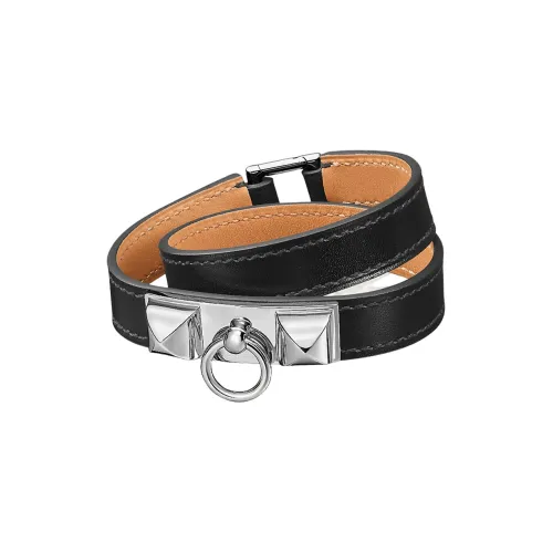 Hermes Rivale Коровья кожа Наручные повязки Черный Унисекс
