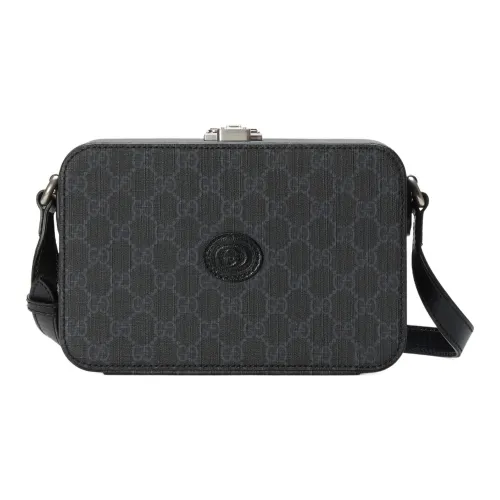 GUCCI Canvas с кожаными вставками курьерская сумка сумка через плечо мужская черная