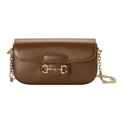 GUCCI Horsebit 1955 Кожа Портативный Crossbody Сумка Сумка через плечо Женская Коричневая
