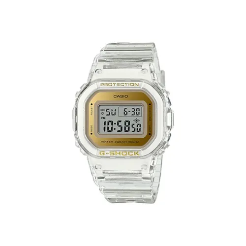 CASIO Liquid Crystal Analog Dual Display Series SHOCK Кварцевый механизм Смольный ремешок Часы Унисекс Золотой циферблат