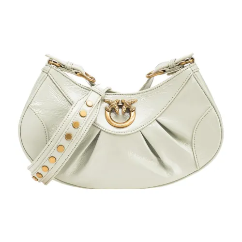 PINKO Овчина с Лакированной Кожей Полумесяц Сумка Сумка через плечо Женская Травяной Зеленый