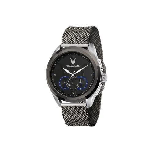 Maserati Мужские часы Кварцевый механизм Ремешок из нержавеющей стали 45 мм Черный циферблат