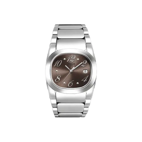 TISSOT Quartz Механизм Женские часы 33 мм Кофейный циферблат Часы Корпус из нержавеющей стали Ремешок из нержавеющей стали