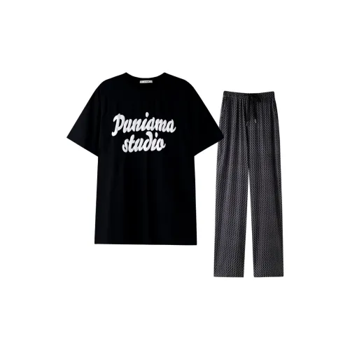 MEITENG Пижамный комплект Летний Женский Черный