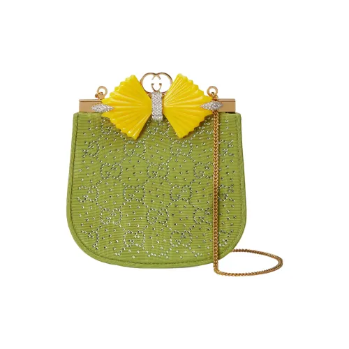 GUCCI Эпоксидная смола Ткань Один Одно плечо Через плечо Клатч Женский Зеленый