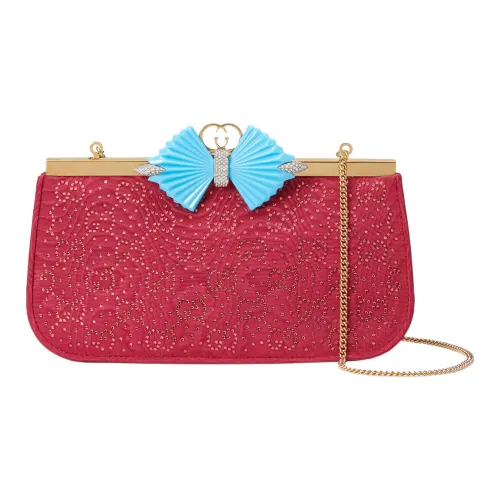 GUCCI Эпоксидная смола Ткань Одно плечо Через плечо Клатч Женский Вишнево-красный