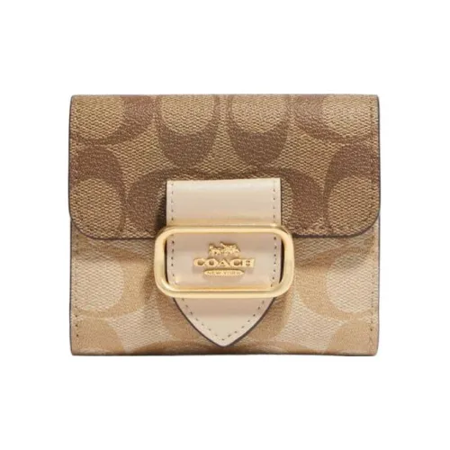 COACH Morgan Canvas Leather Wallet Small Women's Khaki