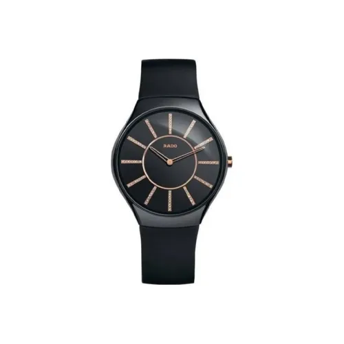 RADO Realme Collection Кварцевый механизм Мужские часы Циферблат 39 мм Черный Керамика Корпус Часы Резиновый Ремешок