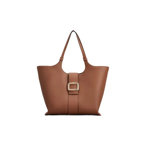 Roger Vivier Hammered Текстура Кожа Тоут Сумка Сумка для покупок Сумка на плечо Сумка среднего размера Женская Коричневая