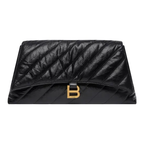 Balenciaga Crush Burnished Коровья кожа Клатч Большой Женские Черный