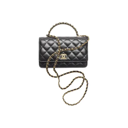 CHANEL Sheepskin And Gold Metal Kelly Bag Сумка через плечо Сумка через плечо Кошелек Женская Черная