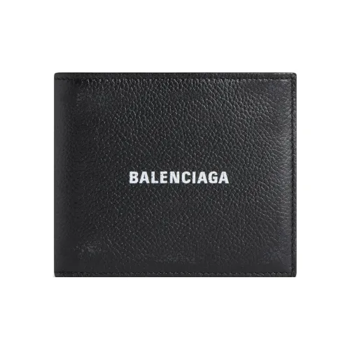 Balenciaga Cash Grained Телячья кожа Держатель для карт кошелек Мужской Черный
