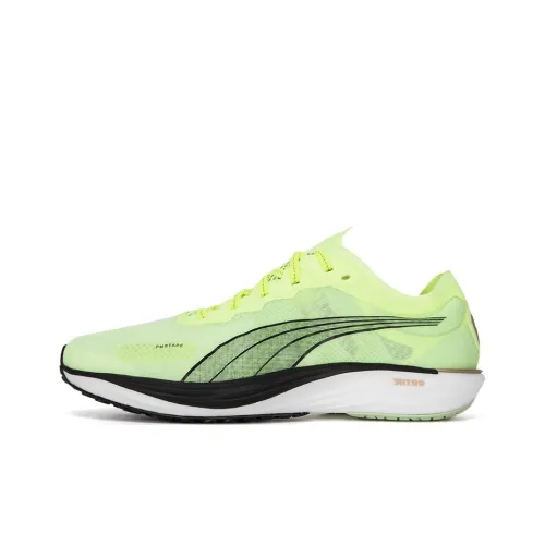 PUMA Liberate Nitro 2 Slip-on Устойчивый к истиранию и повреждениям Легкий Низкий Топ Повседневные Беговые кроссовки Мужские Желто-зеленые