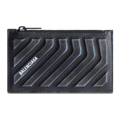 Balenciaga Car Grained Телячья кожа Держатель для карт Мужской Черный Серый