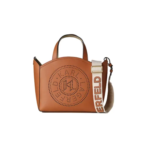 Karl Lagerfeld Хлопок с коровьей кожей Сумка через плечо Сумка через плечо Маленькая женская Коричневый