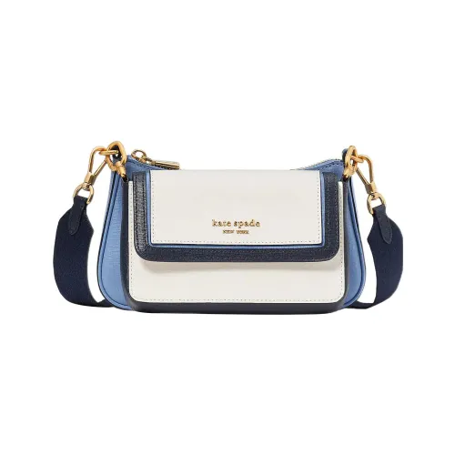 Kate Spade Кожа Комбинированная Сумка Сумка через плечо Маленькая Женская Белая и Синяя