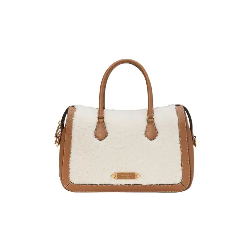 Kate Spade Овчина с Галечная кожа Комбинированное Седло Сумка Briefcase Сумка Большая Женская Белая и Коричневая