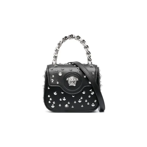 VERSACE Сумка через плечо из коровьей кожи мини женская черная