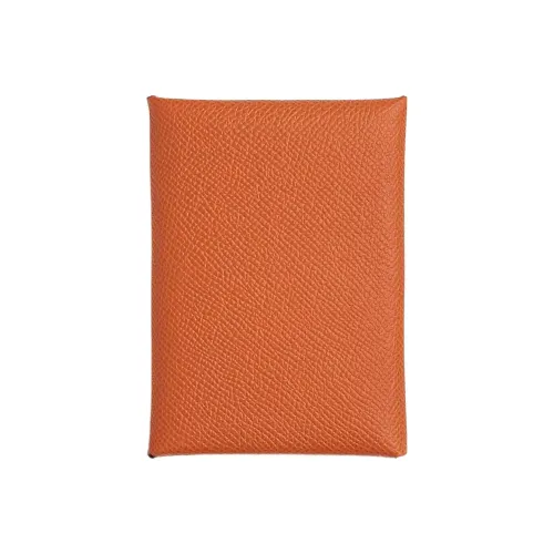 HERMES Calvi Epsom Телячья кожа Держатель для карт Мини Женский 93 Оранжевый
