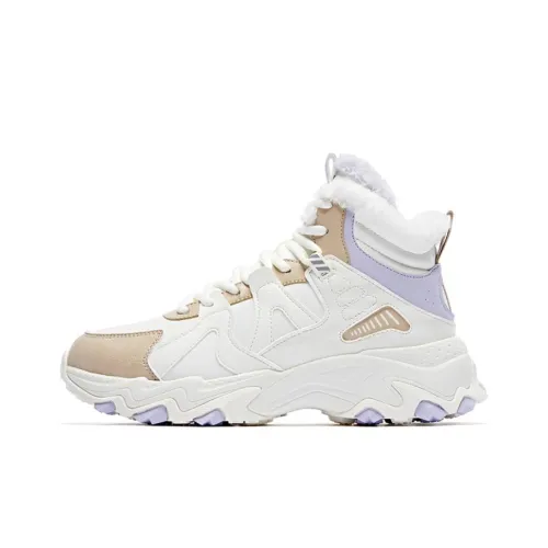 QIAODAN Амортизация Резистентный к истиранию Легкий Высокий Топ Беговые кроссовки Женские Белый Фиолетовый