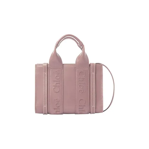 Chloe Woody Smooth Calfskin Tote Bag Shopping Bag Shoulder Bag Crossbody Bag Mini Women's Purple