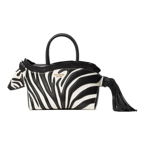 Kate Spade Овчина с коровьей кожей нерегулярная форма большая женская сумка черный и белый