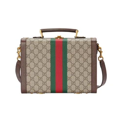 GUCCI Canvas с кожаными вставками сумка через плечо сумка большая женская коричневый