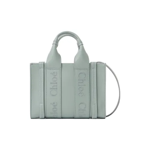 Chloe Woody Smooth Calfskin Tote Bag Shopping Bag Shoulder Bag Crossbody Bag Mini Women's Green Члои Вуди Smooth Телячья кожа Сумка-тоут Сумка для покупок Сумка через плечо Сумка мини Женская Зеленая