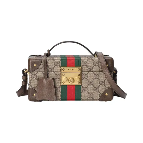 GUCCI Canvas с кожаными вставками косметичка сумка через плечо сумка через плечо женская бежевый эбеновый