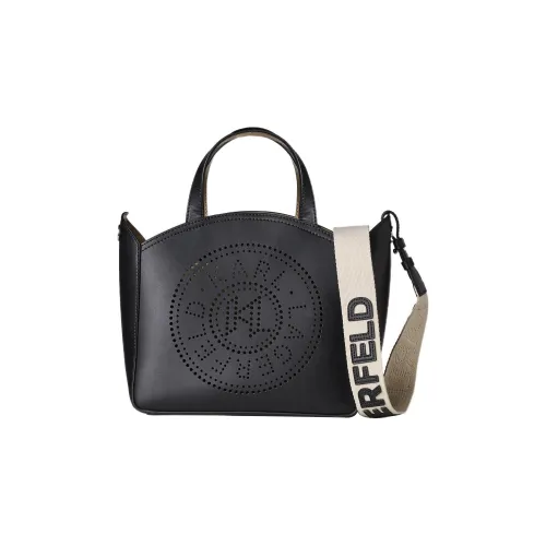 Karl Lagerfeld Хлопок с коровьей кожей Сумка через плечо Сумка через плечо Маленькая Женская Черная